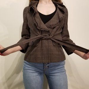 Brown Ruffle Blazer